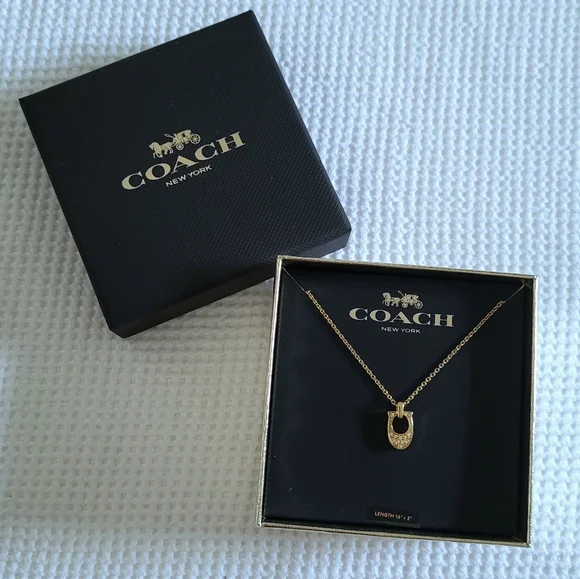 Coach Gold💛 Signature🖋 C Pendant Necklace - NIB - Picture 9 of 15